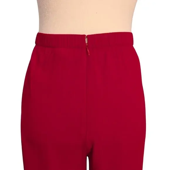St. John Evening Silk Palazzo Pants in True Red - Picture 7 of 7